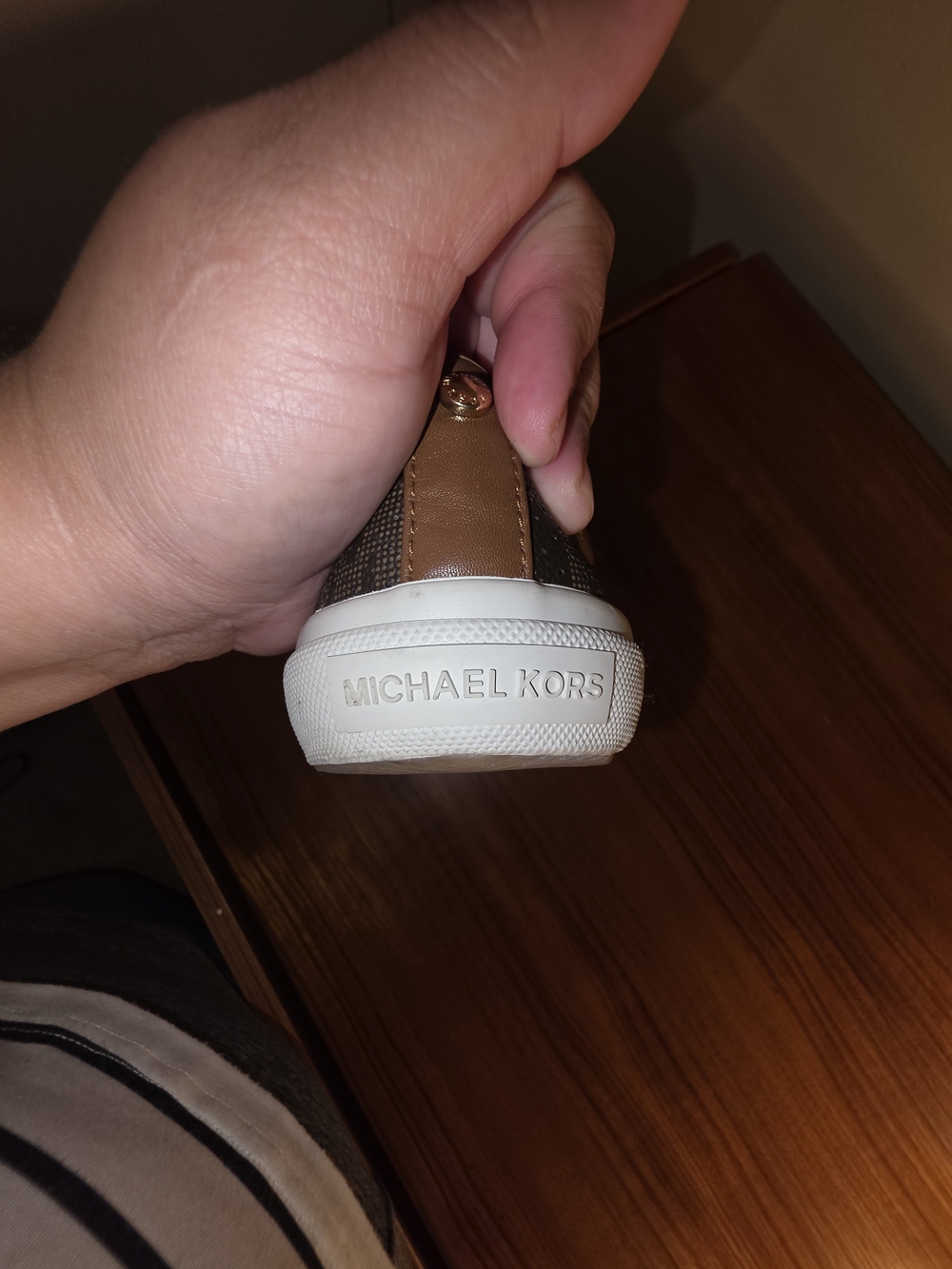 Michael Kors Brown and White Logo Casual Slip-On
